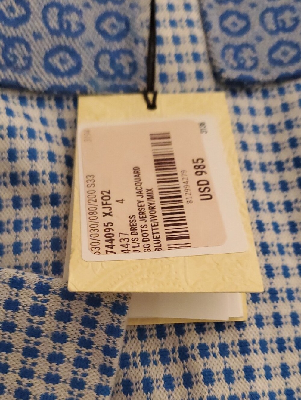 Gucci Blue & White Patterned Belted Dress with Double G Buckle. Flash $550 - Picture 3 of 11